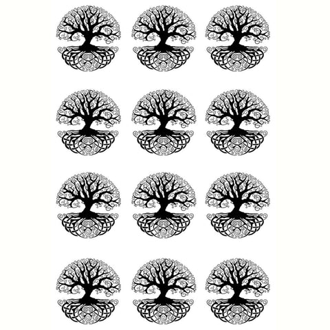 1" Celtic Knot Tree Of Life Black Enamel Decals - pack of 12