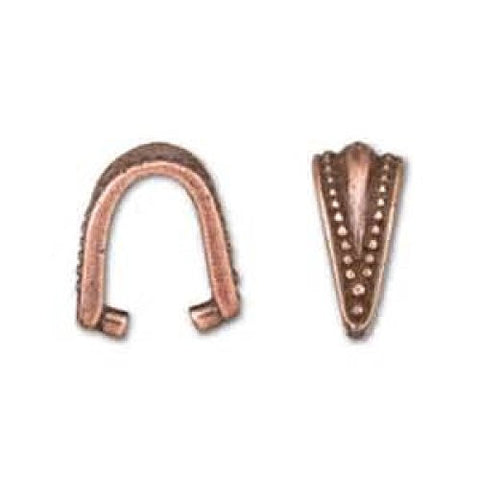 Jewelry Pinch Bails Copper Mhendi Design - Set of 2