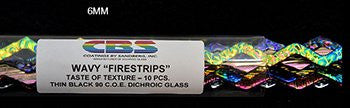 DWF110 - 6mm Dichroic Wavy Glass Firestrips Taste of Texture On Black 10 Piece Assortment - 90 COE