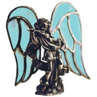 Lead Free Casting for Stained Glass - Standing Angel with Ribbon Hand Cast Sculpture