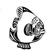 Fusible Glass Supplies - Medium Fire Black Decal - Discus Fish 2 inch