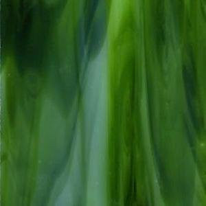 K163 Kokomo Stained Glass Sheet Light Green/Dark Forest Green Opal 8 x 8 Inch Sheet