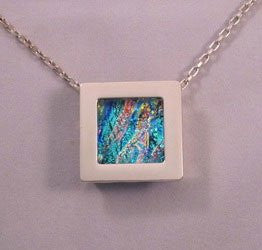Silver Plated Gallery Frame Pendant Square