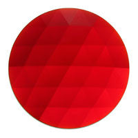 35mm (1.40 Inch) Round Ruby Red Faceted Glass Jewel Flat Back
