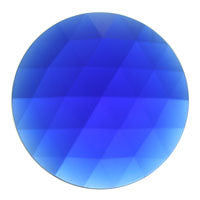 35mm (1.40 Inch) Round Dark Blue Faceted Glass German Jewel Flat Back