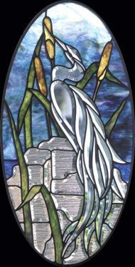 GST Blue Heron Clear Glass Bevel Cluster Facing Left