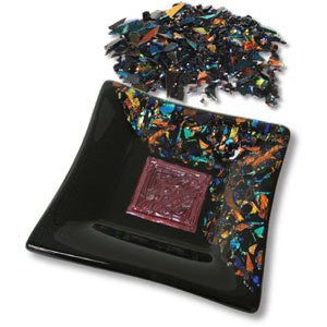 2 Oz Rainbow Dichroic Coarse Frit On Black - 96 Coe