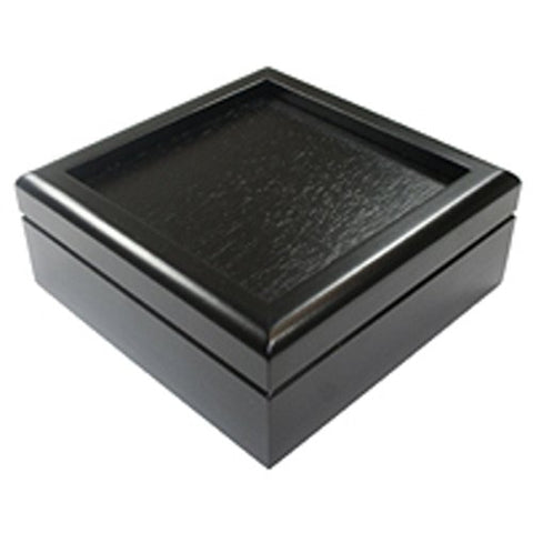Glass Supplies - Black Hinged 7 1/4 Inch Box Velvet Lined