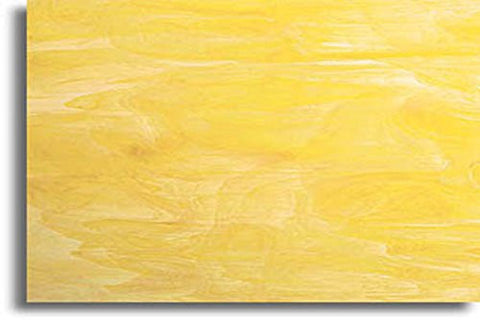 3651 -  White Swirled with Yellow Opal Glass 8 x 12 Hobby Sheet