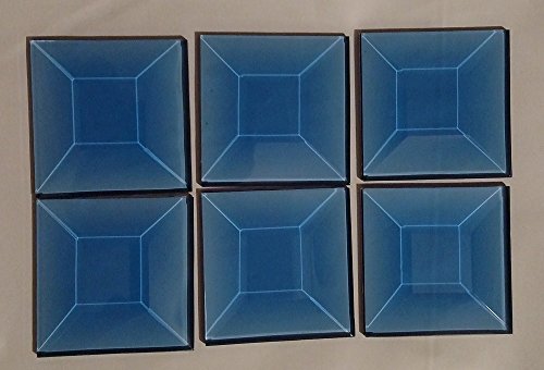 6 - 2 Inch Square Blue Glass Bevels