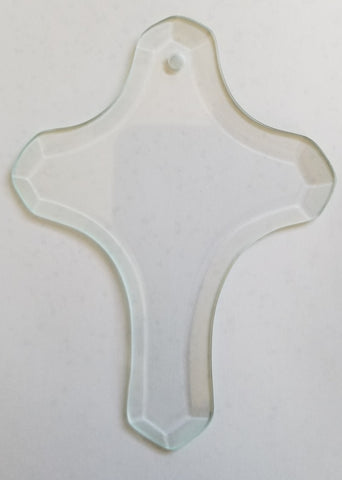Pack of 6 Clear Glass Bevel Blank Cross Ornament Blank - 4 1/2 x 3 1/2 inch