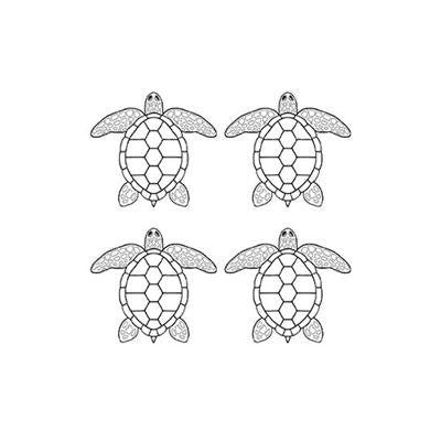 Medium Fire Black Glass Decal - 1" Sea Turtles Set of 4