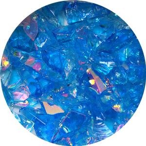 3 Oz. Clear/Red Dichroic Frit On Transparent Aqua Blue - 96 Coe