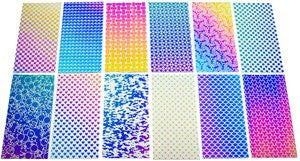 Dichromagic Laser Patterns On Thin Clear Glass - 96 COE Dichroic Glass 12 Pieces 2 x 4 Inches