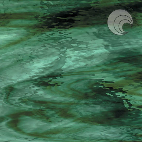 SF4221W - Olive with Swirls of Sea Green Waterglass 11 x12 Inch Sheet