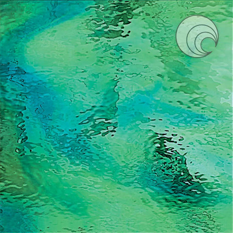 4231W Pale Green with Swirls of Aqua Blue Waterglass 11 x12 Inch Sheet