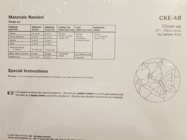 CKE 48 - Close-up (Butterfly) - Full size pattern 21 Inch