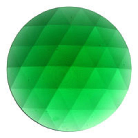 15mm Round Green Faceted Glass Jewel Flat Back