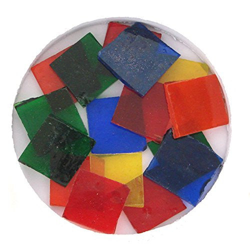 Mosaic Supplies - 3/4" Cathedral Stained Glass Chip Assortment - 48 Pieces.