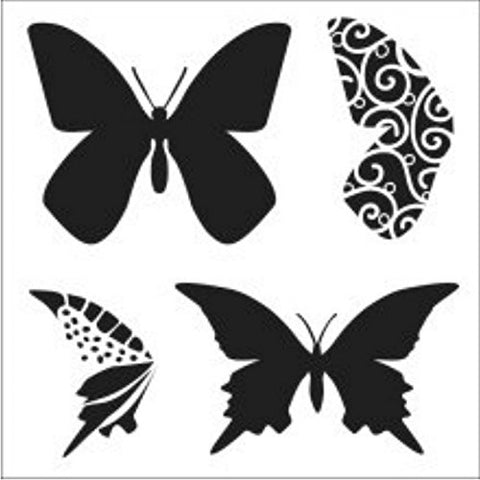 Glass Fusing Supplies - Powder or Airbrush Stencil-Layered Butterfly 6 x 6 Inch
