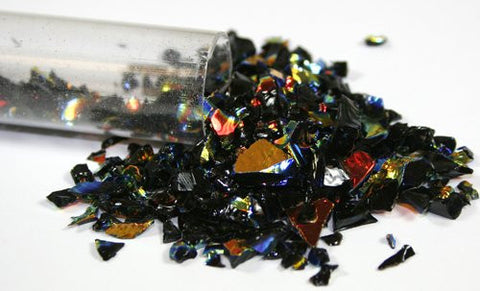 2oz Tube CBS Dichroic Glass Coarse Frit Rainbow on Black COE 90