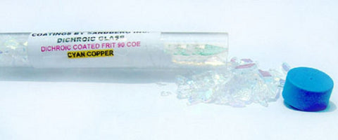 2oz Tube CBS Dichroic Glass Coarse Frit Cyan Copper on Clear COE 90