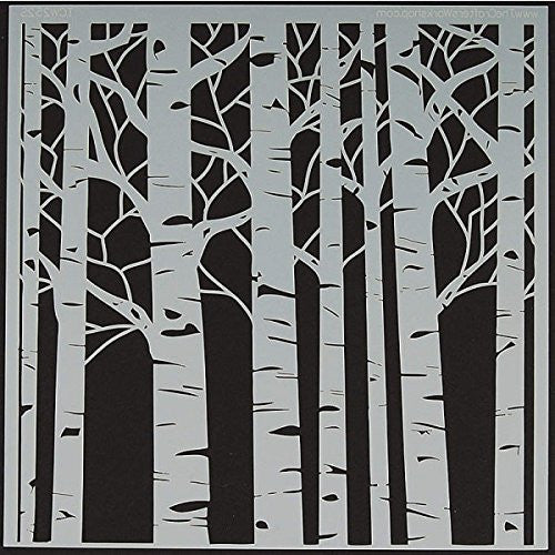 Glass Fusing Supplies - Powder or Airbrush Stencil-Birch Trees 12 x 12