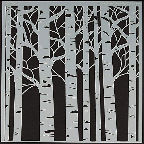 Glass Fusing Supplies - Powder or Airbrush Stencil-Birch Trees 6 x 6 Inch
