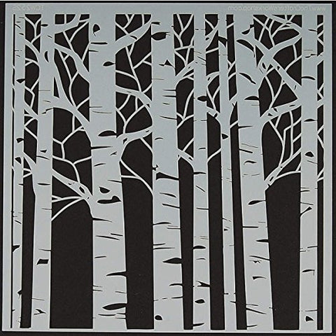 Glass Fusing Supplies - Powder or Airbrush Stencil-Birch Trees 12 x 12