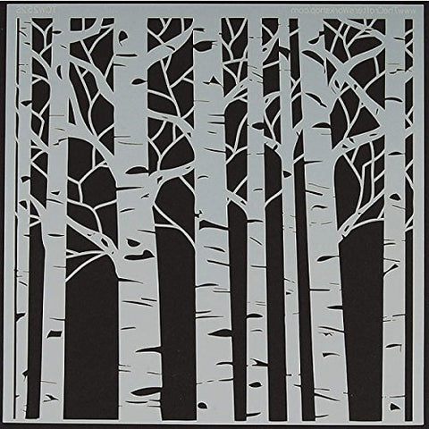 Glass Fusing Supplies - Powder or Airbrush Stencil-Birch Trees 6 x 6 Inch