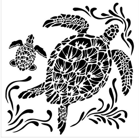 Powder or Airbrush Stencil- Sea Turtles 6 x 6 Inch