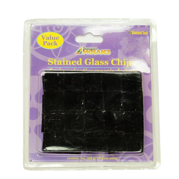 Mosaic Supplies - 3/4" Stained Glass Chips Black - 80 Pieces