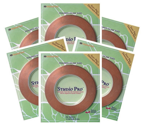 STUDIO PRO STAINED GLASS SUPPLIES 7/32" Copper BACK COPPER FOIL 6 ROLLS