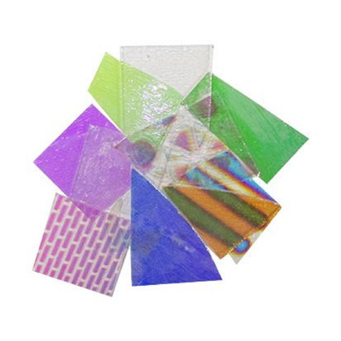 Assorted Fusible Dichroic Glass on Black & Clear Backing - Coe 90-2 oz.