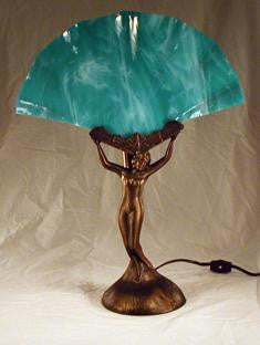 Stained Glass Fan for Lamp Teal - Lamp Base NOT Included