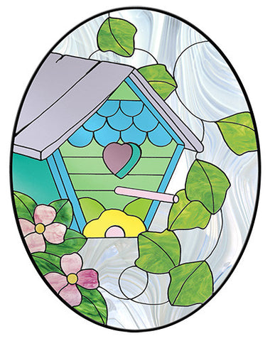 Free Stained Glass Patterns - Birdhouse Oval by Leslie Gibbs & Laura Tayne