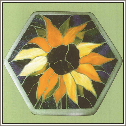 CKE 189 - Sunflower Mosaic Stepping Stone Pattern - Full size pattern 16 Inch Hexagon