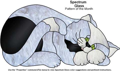 Free Stained Glass Patterns - Lazy Day Sleeping Cat by GlassDesign