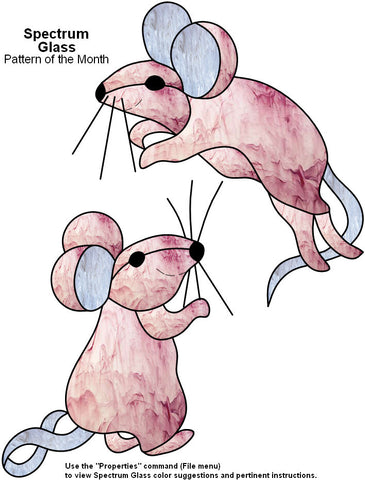 Free Stained Glass Patterns - Pink Mousies by Evamarie Volkmann