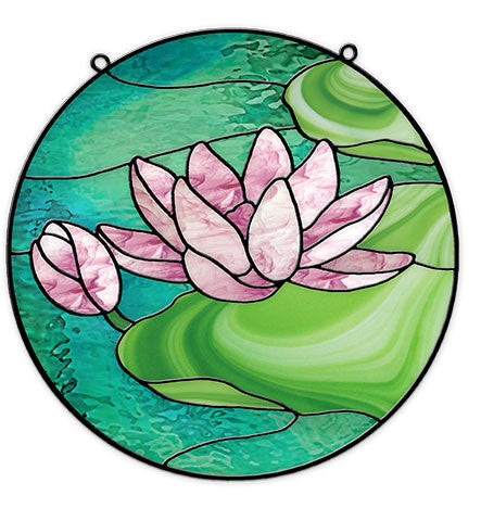 Free Stained Glass Patterns -  Waterlily Circle by Leslie Gibbs