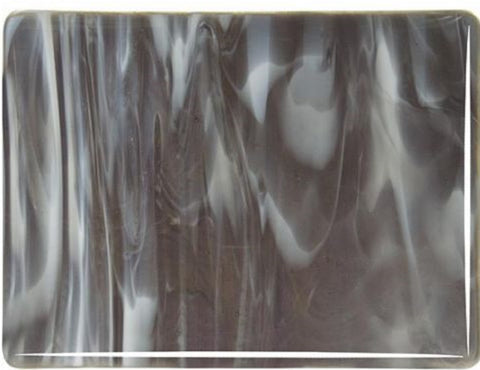 BU2129.30 - Bullseye Charcoal Gray/White Opal Glass 8x10 Double Rolled - 90 COE