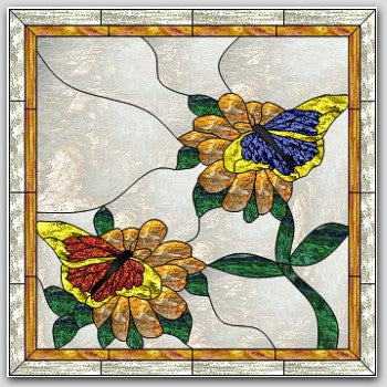 Free Stained Glass Patterns - 34 x 34 Inch Butterflies by Paned Expressions Studios