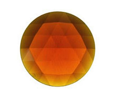 20mm (.78 inch) Round Dark Amber Faceted Glass Jewel Flat Back
