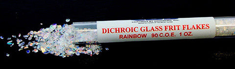 1 Oz CBS Clear Dichroic Glass Frit Flakes Rainbow Coe90 Fusible DF501
