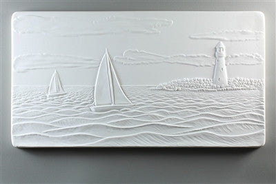 DT26 Sailboat Scene Texture Mold for Glass Tile or Dish 7 X 13 for Slumping
