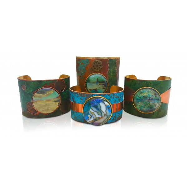 Unfinished Solid Genuine Revere Copper Drilled Cuff Bracelet 1 1/2" Glue & Screw Jewelry Supplies