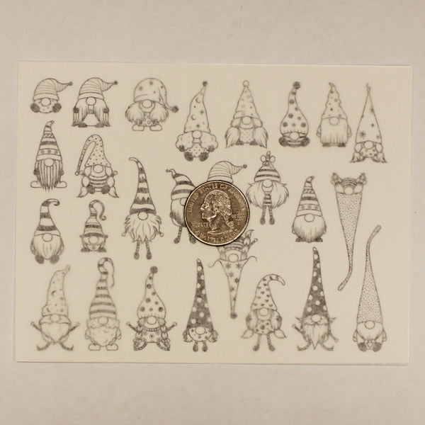 Gnomes Black Enamel Decals 5.25 x 4 inch sheet