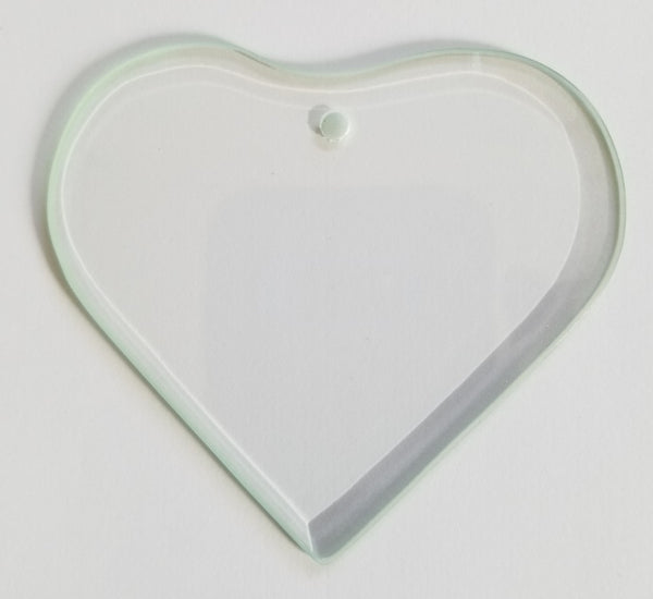 Pack of 6 Clear Glass Heart Ornament Blank - 3 1/4 x 3 1/2 Inch