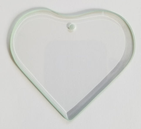 Pack of 6 Clear Glass Heart Ornament Blank - 3 1/4 x 3 1/2 Inch
