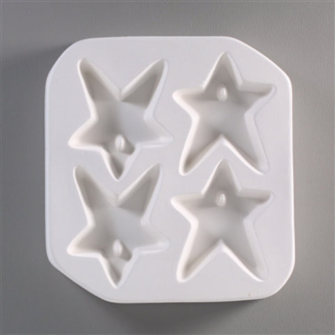 LF134 - Quad (4) holey star frit molds for glass cabochons